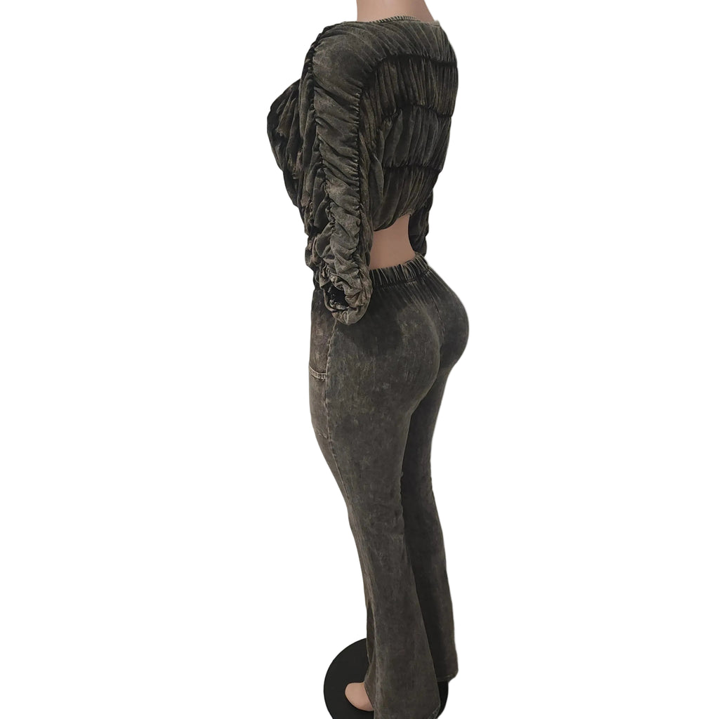 Cropped top & flare pants Set