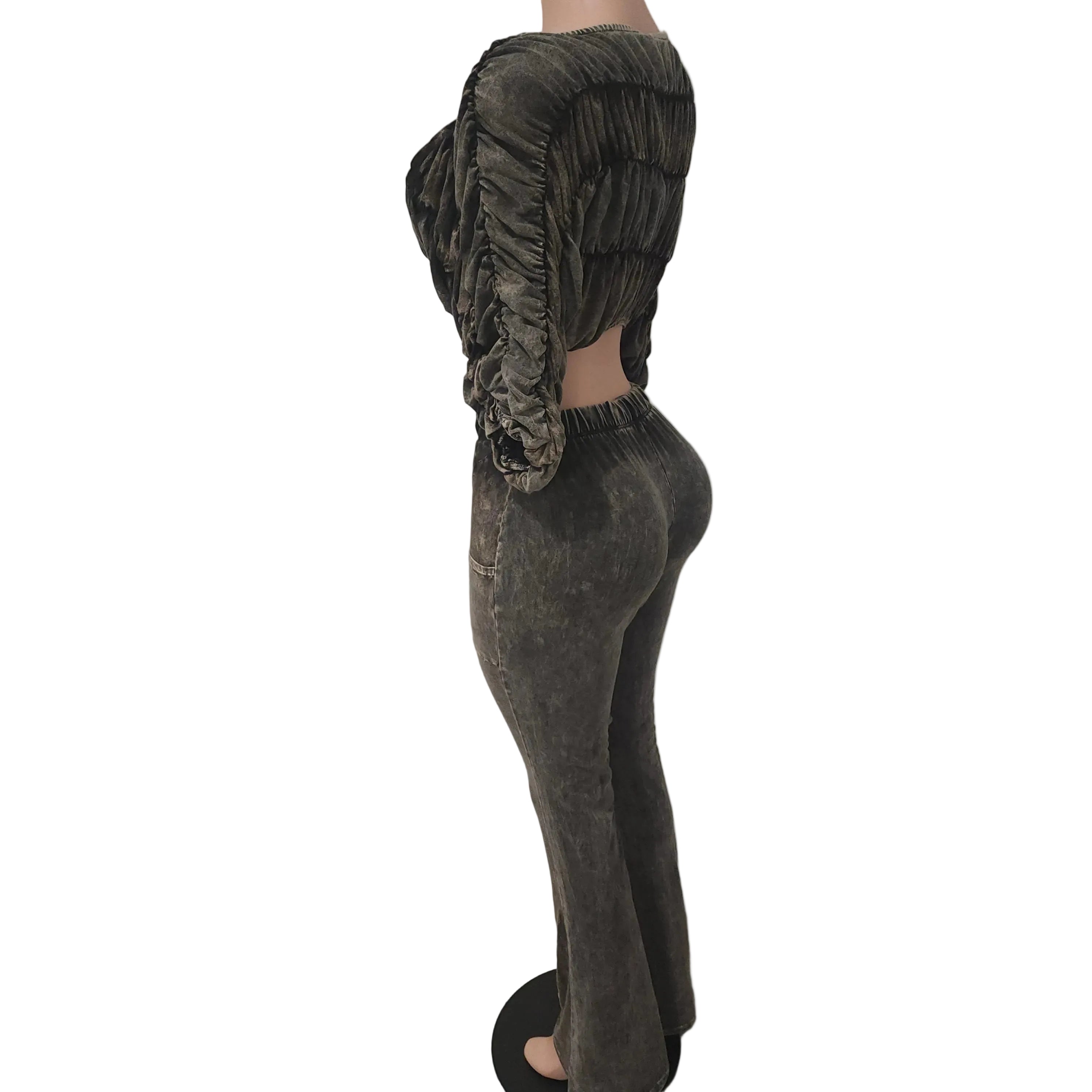 Cropped top & flare pants Set