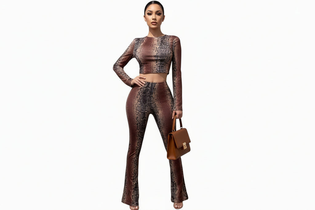 Python print top & flare pants set