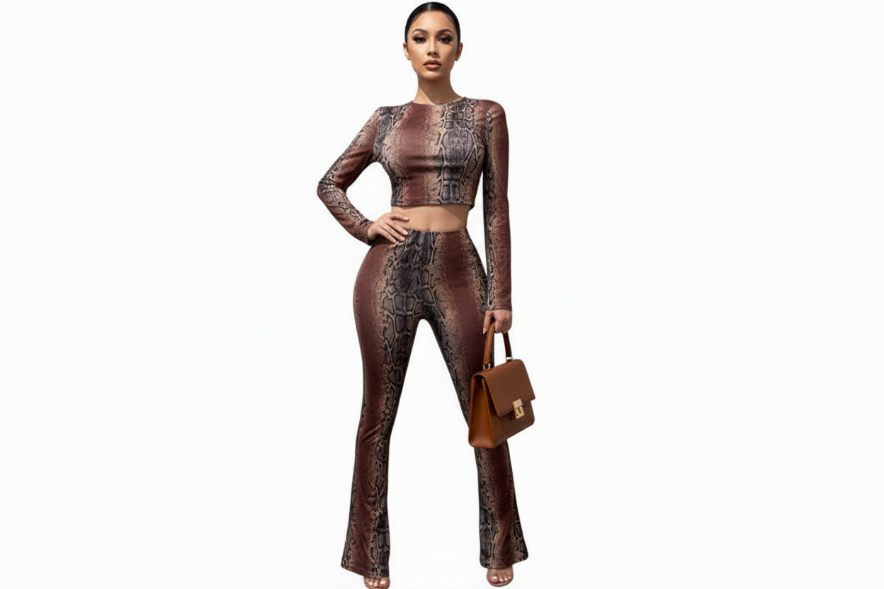 Python print top & flare pants set