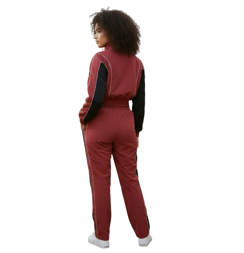 Color block zip jacket & pants set