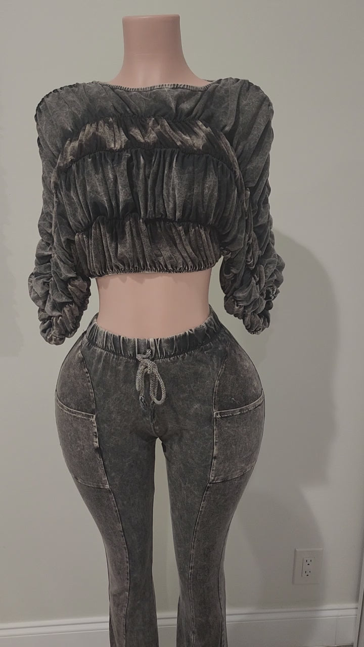 Cropped top & flare pants Set