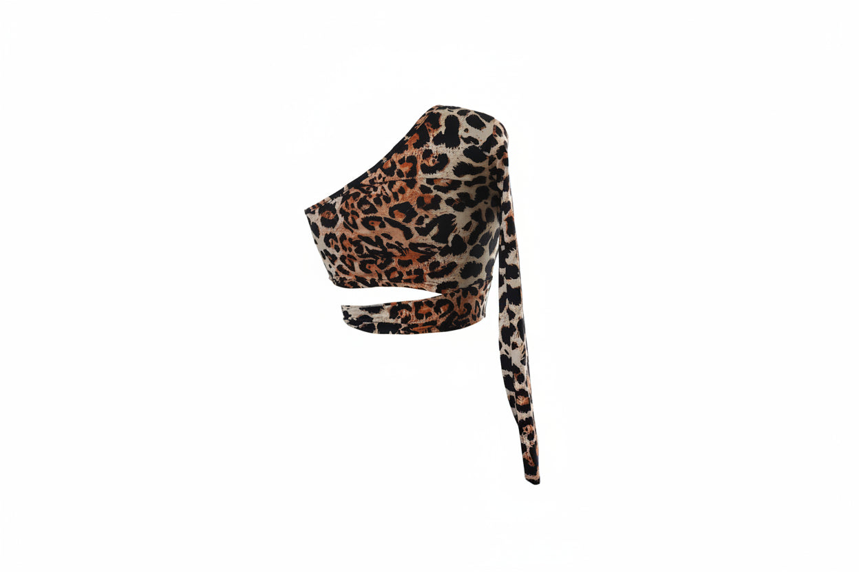 One shoulder tie around waist blouse