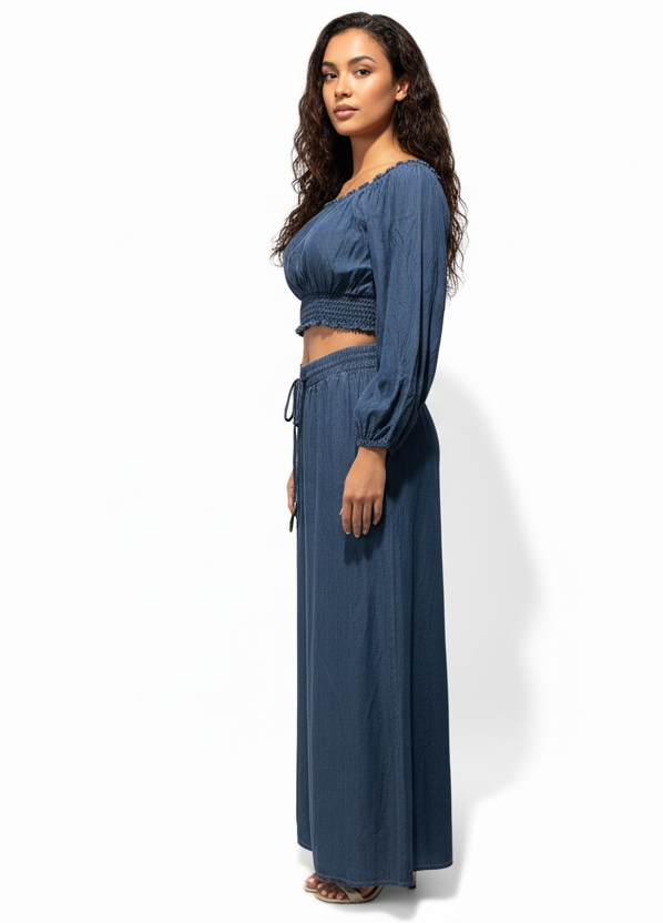 Cropped top palazzo pants set