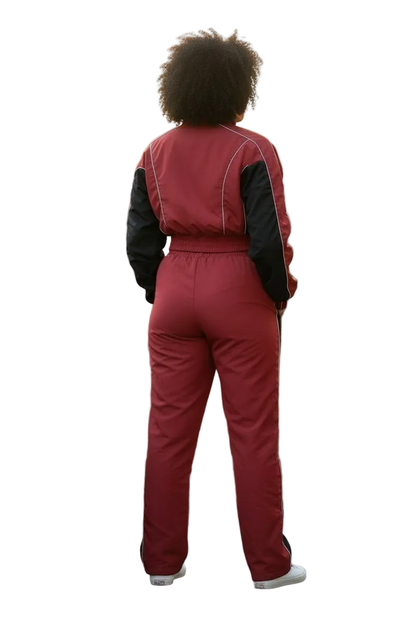 Color block zip jacket & pants set